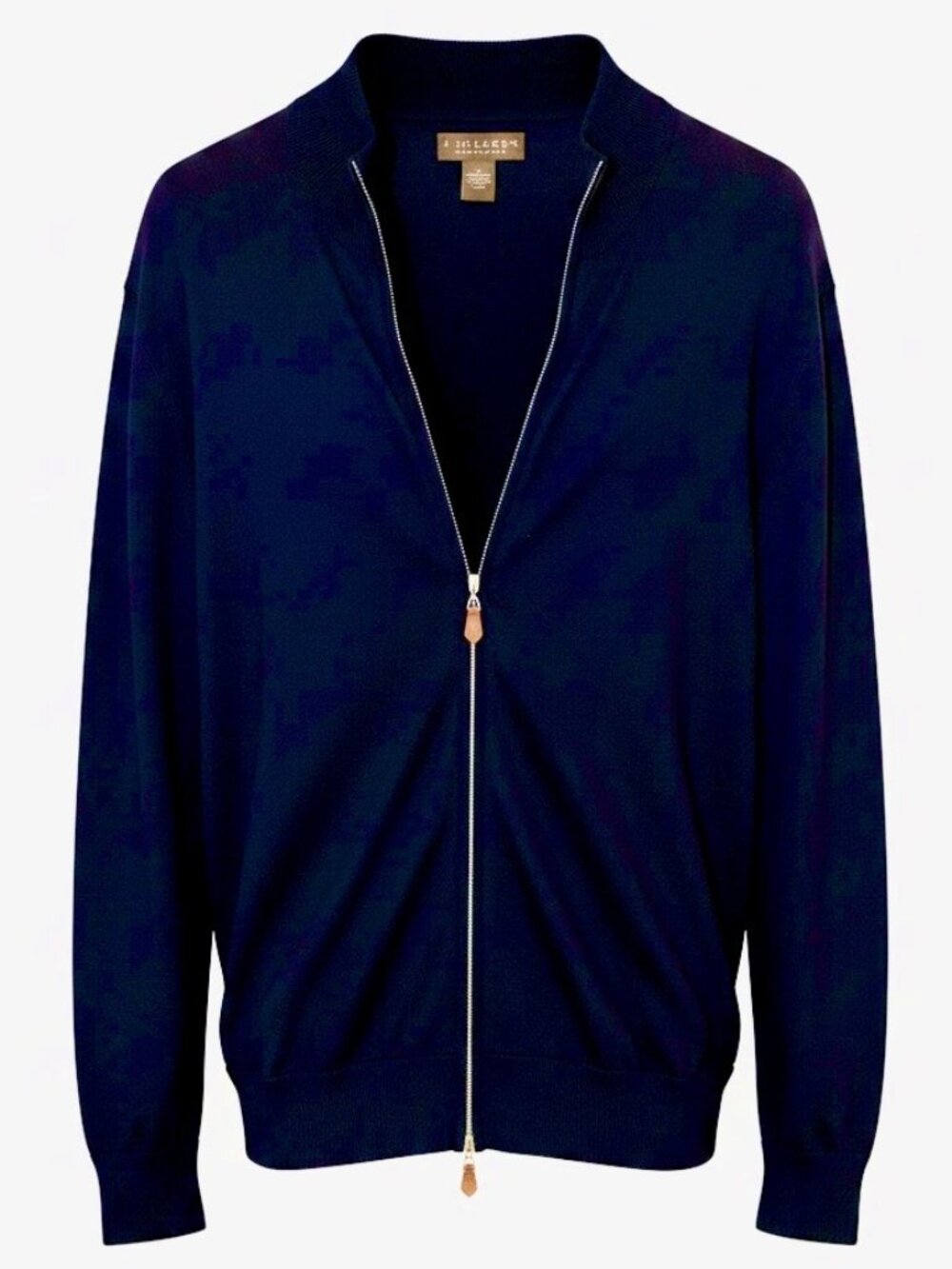 J. Hilburn Navy Blue Full Zip Knit Cardigan Light Weight Preppy Sweater Size XL